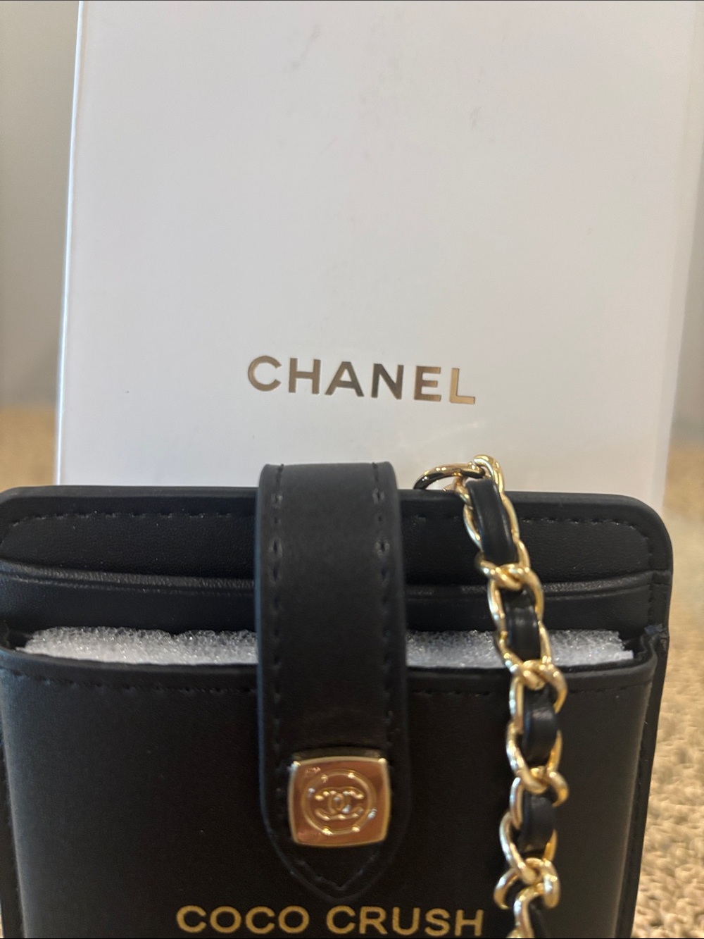 CHANEL Black Coco Crush Gold Chain Phone Case Crossbody - Picture 3 of 7